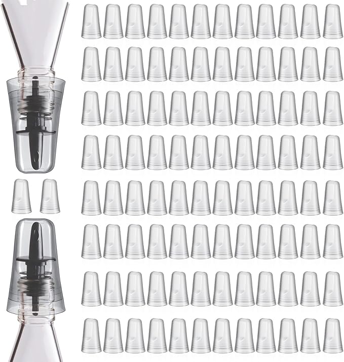 Chengu 36 Pieces Liquor Bottle Toppers for Liquor Pour Bottle Covers Universal Pour Dispenser Bar Dust Translucent Rubber Spout Covers for Home Kitchen Tools Supplies