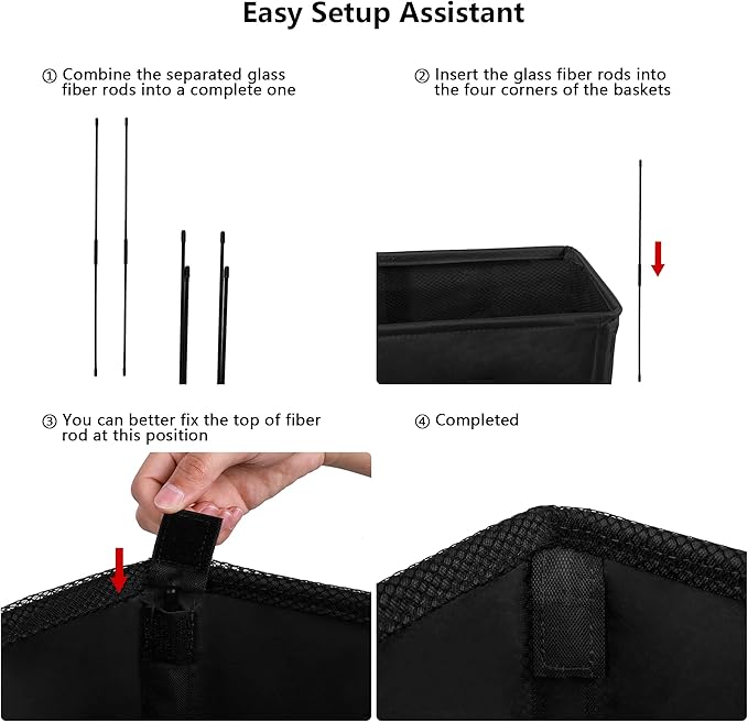 Odonata Slim Laundry Hamper Handles Collapsible Laundry Basket Thin Dirty Clothes Basket Narrow Laundry Bag Foldable Dirty Hamper 45L (Black)