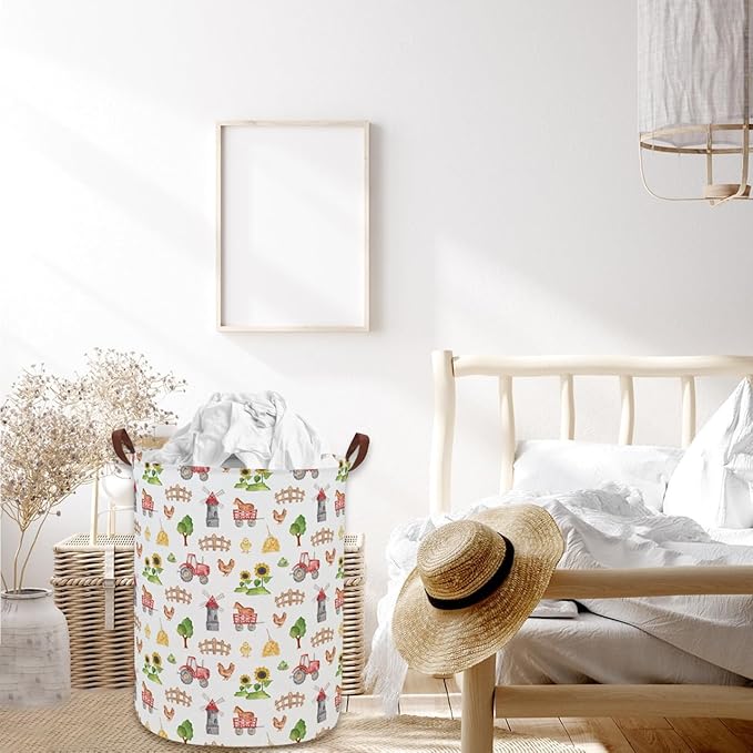 Kids Laundry Basket Farm Hamper for Nursery Boy and Girl Cute Kids Toys Storage Bin Organizer Room Decor for Home(Farm)