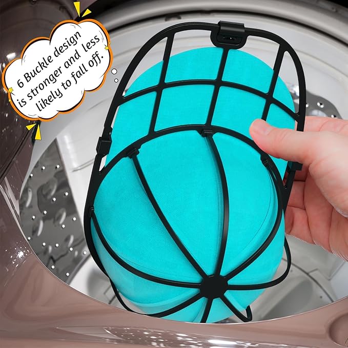 Hat Washer Cage for Baseball Caps Washing Machine Dishwasher Cap Cleaner Frame Washing for Adult Kids Ball Hats (Black-1Pack)