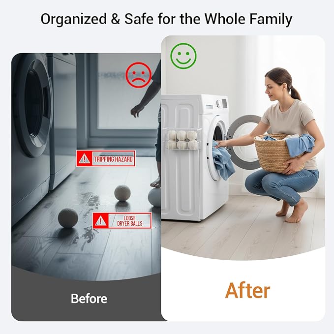2 Pcs Magnetic Basket Fridge Dryer Ball Holder for Laundry Room Organization and Storage, Magnetic Lint Bin Home Organization for Laundry Room, Kitchen & Office Class School (White, L&XL-2pcs)