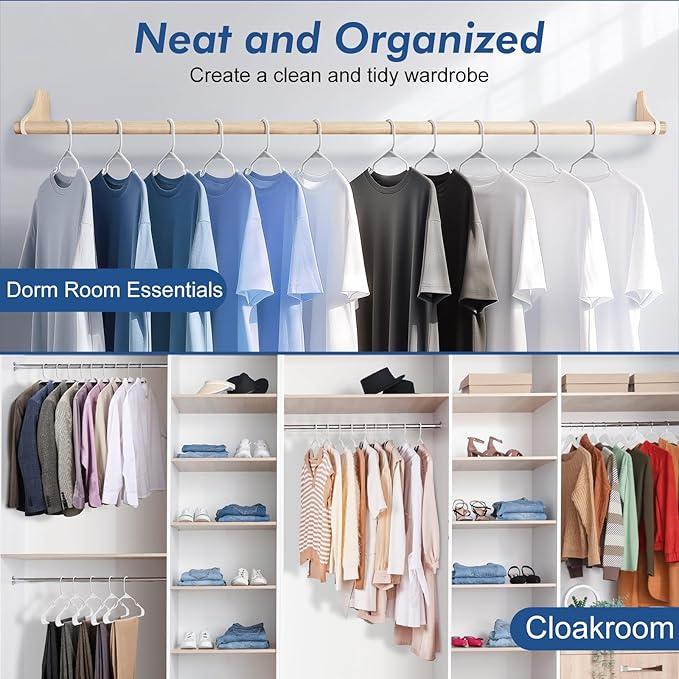 HOUSE DAY Plastic Hangers 16 Pack - Adult Clothes Hangers White - Space Saving, Non-Slip, Durable & Sturdy Hanger with Shoulder Grooves for Closet, Perfect Slim Coat Hanger - Ganchos para Colgar Ropa