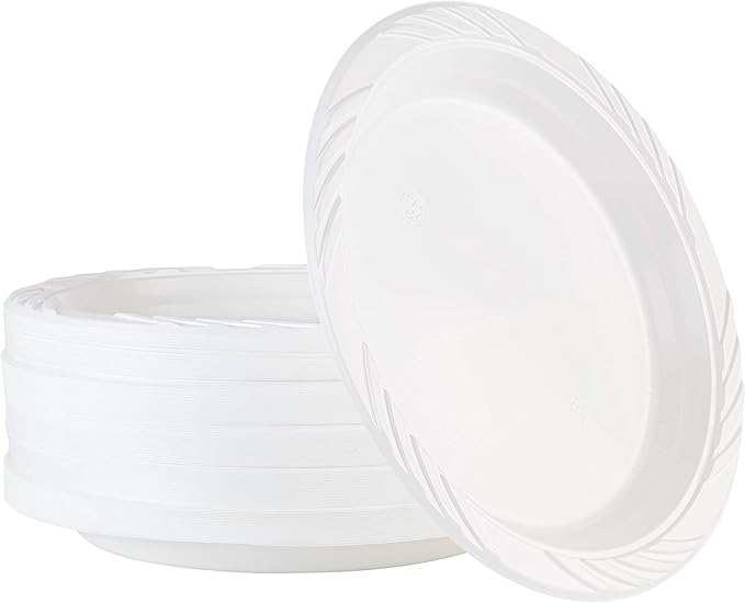 100 Count Disposable 6 Inch White Plastic Dessert Plates