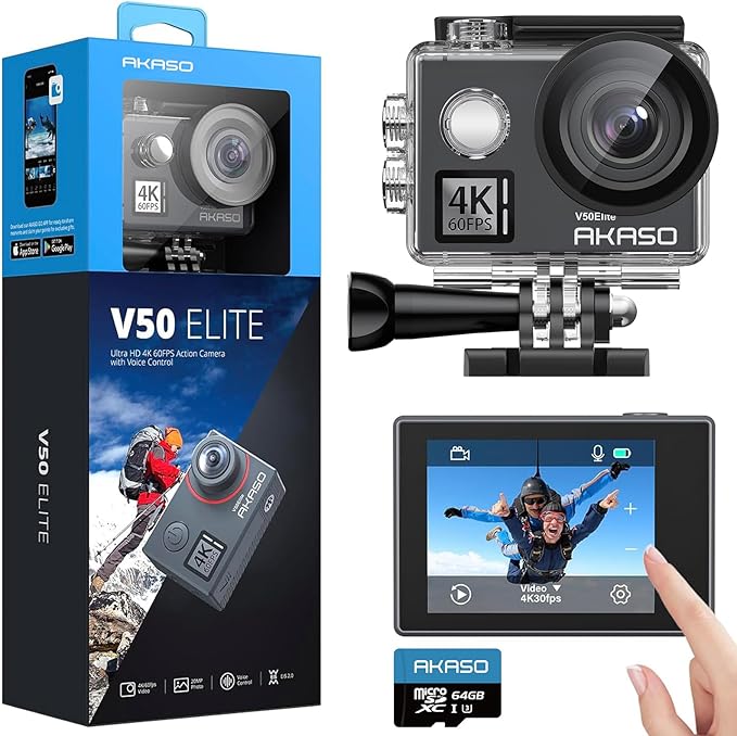 AKASO V50 Elite 4K60fps Touch Screen WiFi Action Camera Voice Control EIS 131
