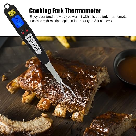 Digital Meat Thermometer with Dual Probes for Grilling, Read Food Thermometer for Cooking, BBQ, Smoker, Kitchen Gadgets, Backlit LCD Display