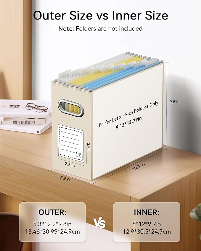 Oterri Cardboard File Organizer Box for Hanging File Folders Letter Size,File Box for Computer Desk,File Cabinet,Working Home,Office,Classroom (Colorful, Letter Size - 8 Packs)