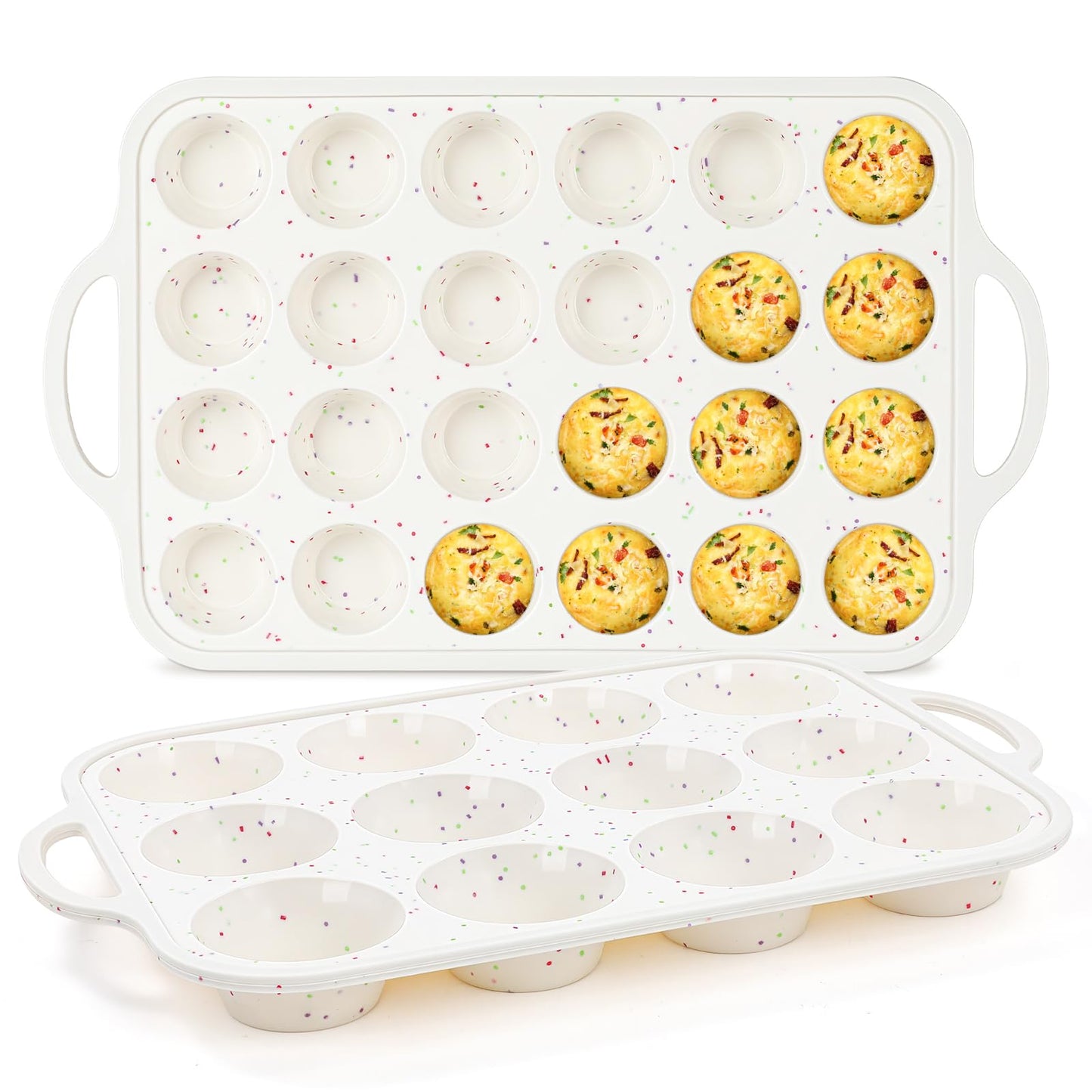 Silicone Muffin Pans for Baking, Metal Reinforced Frame 12 Cups Regular Size Silicone Cupcake Pan Nonstick Muffin Tin for Baking Muffin, Cupcake, Frittatas,BPA Free, Silicone Molds Dishwasher Safe