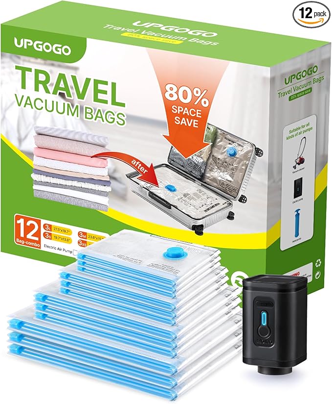 UPGOGO Travel Vacuum Bags Combo 6 Pack - Space Saver Vacuum Storage Bags for Clothing and Luggage