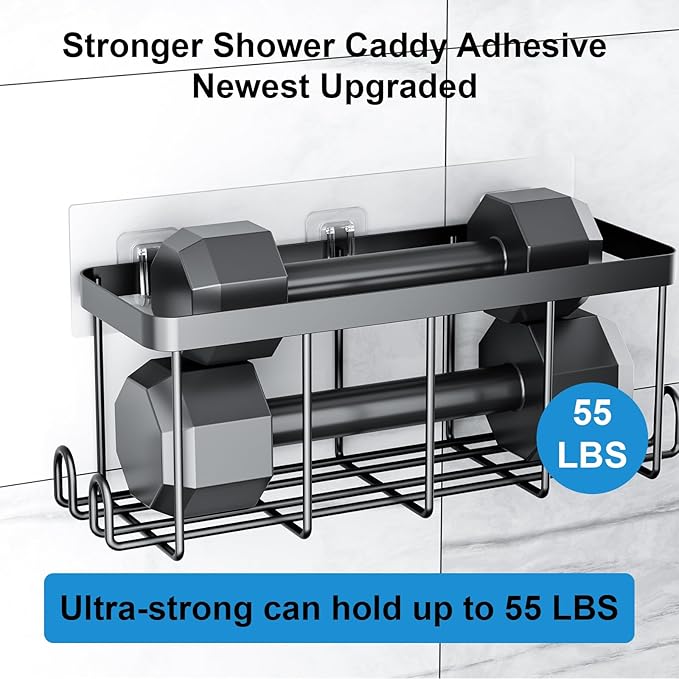 Lsnisni 10 Pack Shower Caddy Adhesive Replacement, Waterproof Shower Shelf Adhesive Strips, Strong Adhesive Flat Hooks for Bathroom Storage Shelves and Kitchen Racks No Drilling, Clear