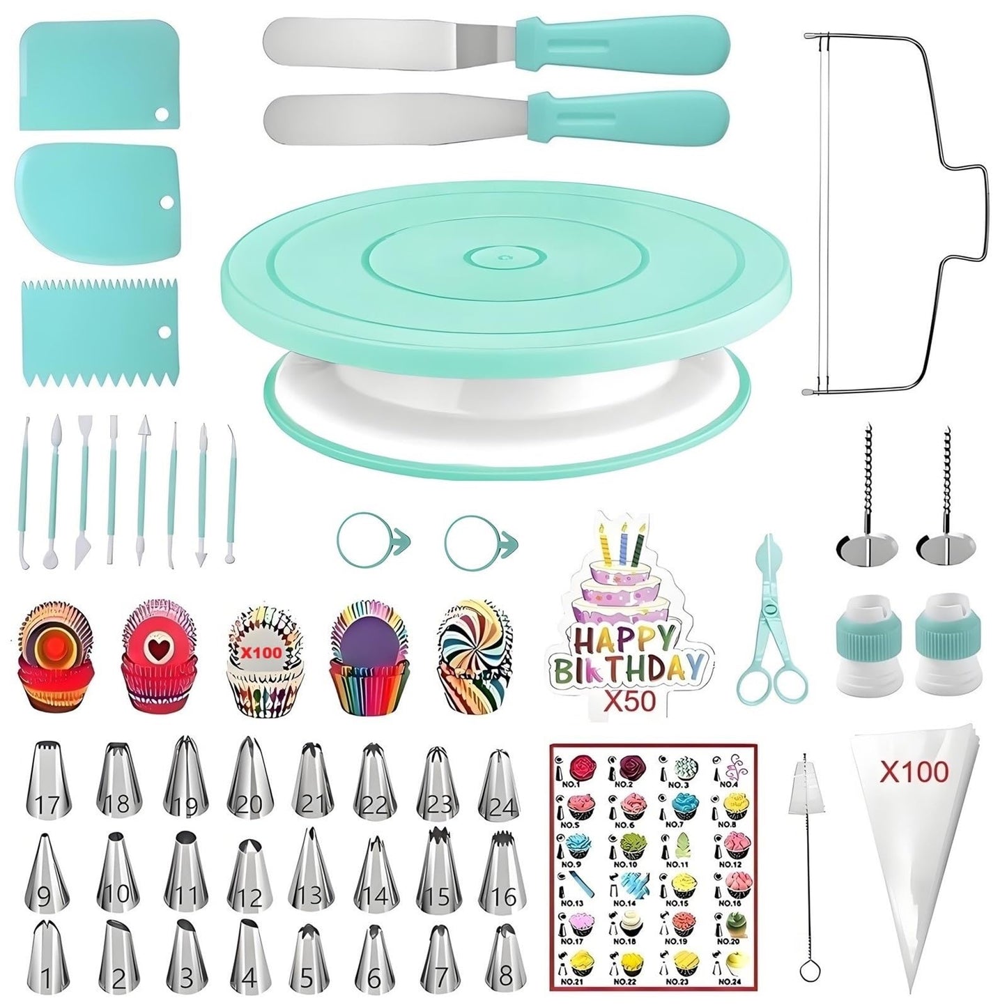 ANSLYQA Cake Decorating Kit, 298 Pcs Baking Tools (Pink)
