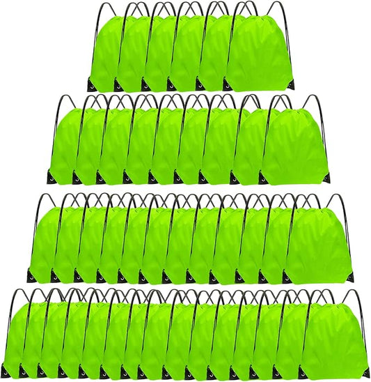 Drawstring Backpack Bulk 42 Pcs String Backpack Drawstring Bags Cinch Bag Sackpack for Men Women Gym (Light Green)
