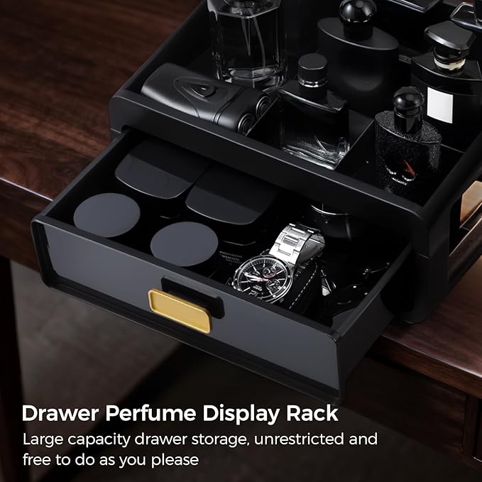 Organizer For Men,Bathroom Organizers,Cologne Organizer,Dresser Organizers,Bathroom Sink Organizer,Counter Storage,Cologne Stand,Drawer Perfume Display Holder,Gifts for Mens(BLACK)