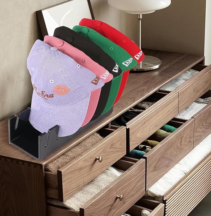Hat Organizer for Baseball Caps, 2 Pcs No Install Acrylic Hat Stand for 14 Baseball Caps, Hat Racks for Caps Display and Organizer for Bedroom, Closet, Dresser, Office, Hat Holder