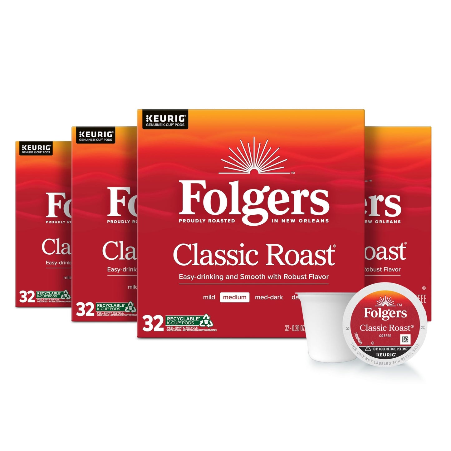 Folgers Colombian Medium Roast Coffee K-Cup Pods, Bulk 128 Count
