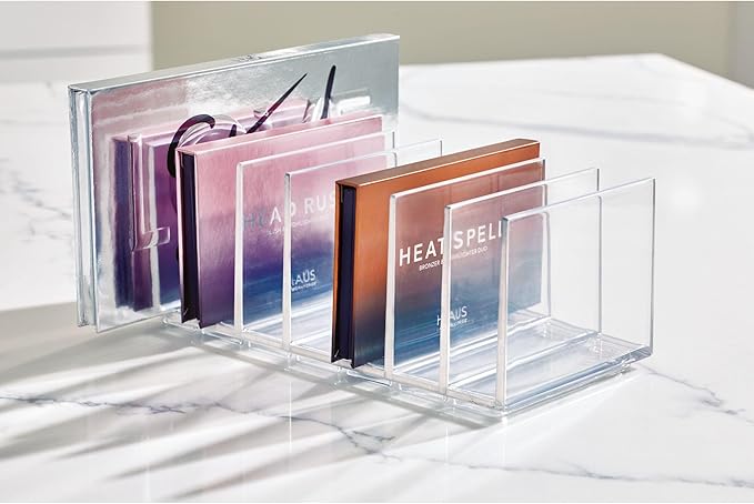 iDesign The Sarah Tanno Collection Plastic Cosmetics and Makeup Palette Organizer, 7-Compartment, Clear, 20.3 cm × 10.1 cm × 7.6 cm