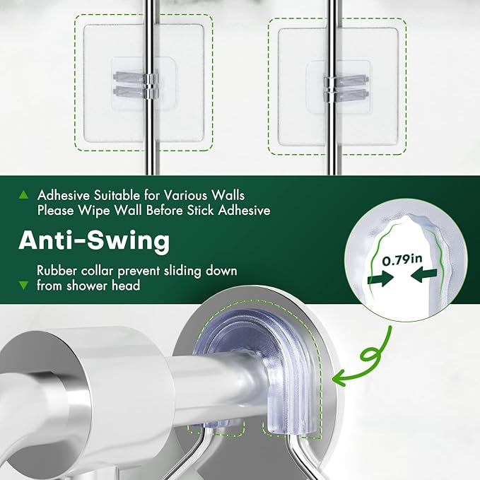 Stainless Steel Shower Caddy Hanging for Handheld Shower Heads,Rustproof Hose Shower Organizer Adjustable Length Shower Rack with 24 Hooks,Razor Holder,Soap Holder