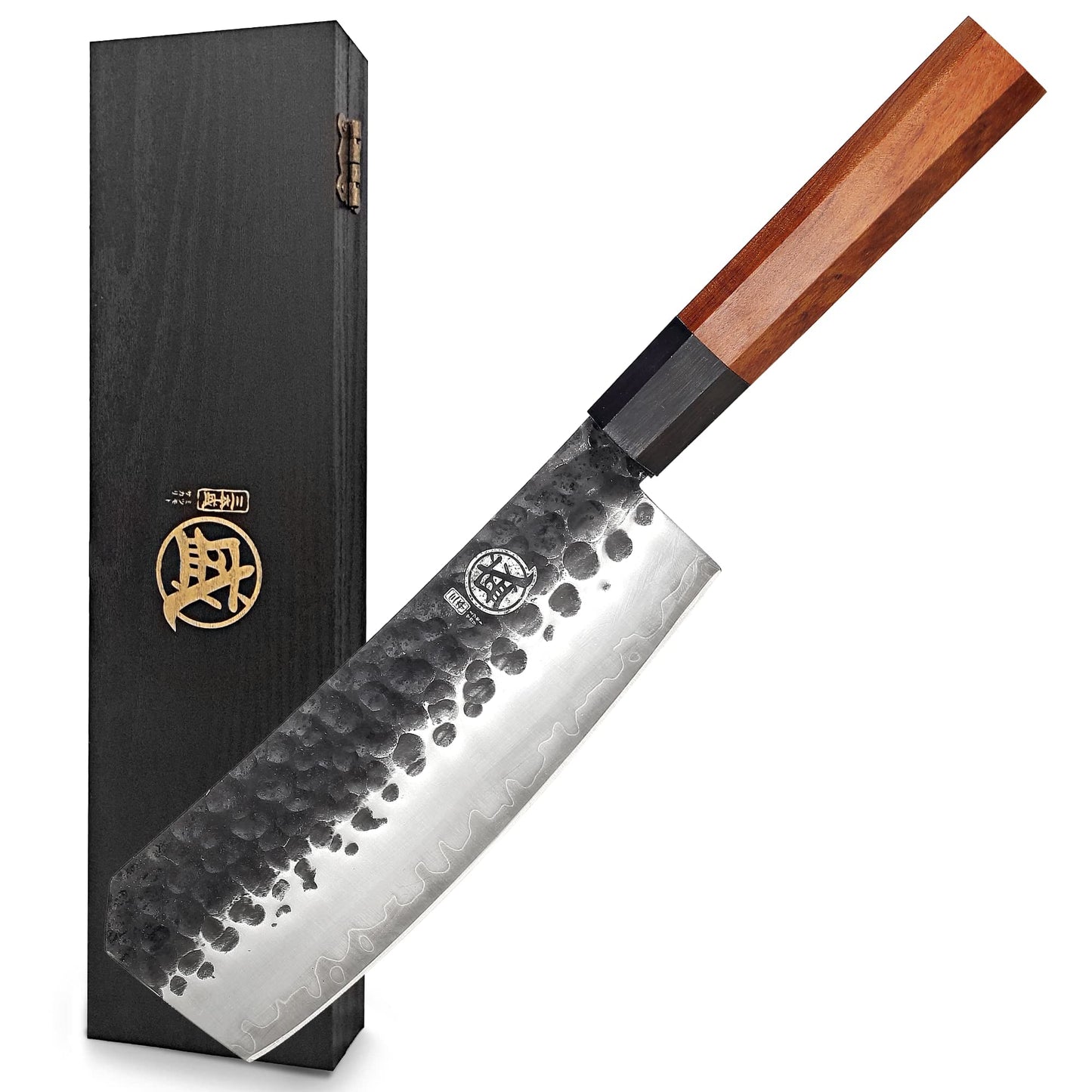 MITSUMOTO SAKARI 7-Inch Japanese Nakiri Knife, 3-layer 9Cr18MoV steel