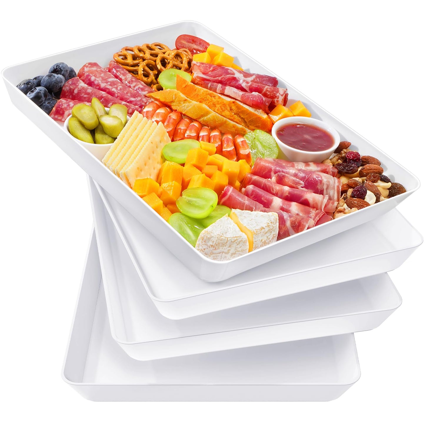 Lifewit 8 Pcs Serving Tray for Party, Reusable Plastic Food Serving Platter