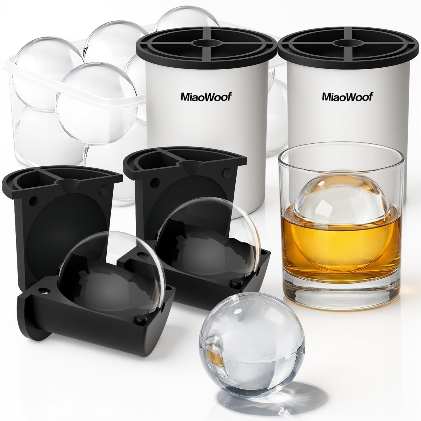 Clear Ice Ball Maker, 2.5" Large Round Ice Cube Mold for Whiskey