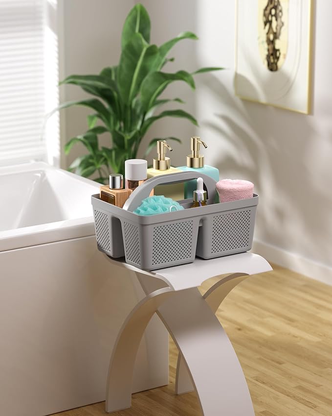 4 PCS Portable Shower Caddy, Integrated Handle, Reinforced Plastic, Organizer Storage Bathroom Supplies and Beauty Products, Cleaning Supplies, Shower Basket for Home, Dorm, Shelf and Cabinet