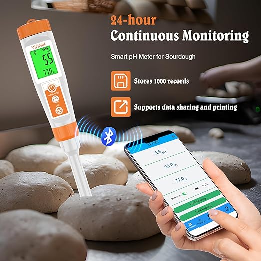 YINMIK Smart pH Meter Solid Food pH Tester with Stainless Steel Blade