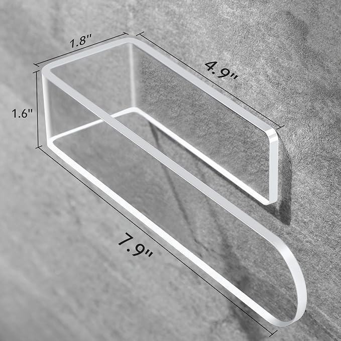 Taozun Hand Towel Holder - Clear Towel Rack for Bathroom, Adhesive Towel Bar Stick on Kitchen Wall, Acrylic Towel Rail No Drill Towel Holder, 2 Packs
