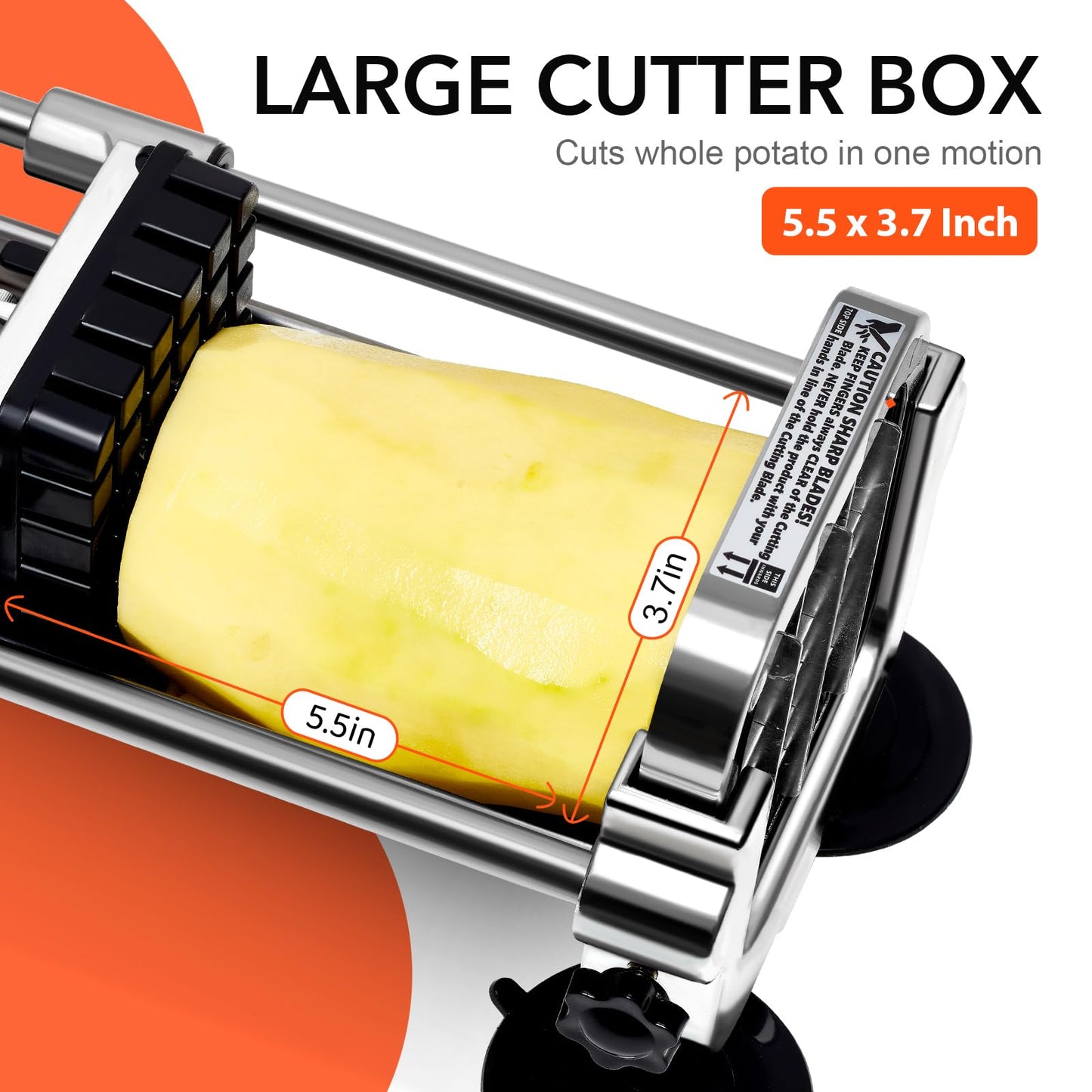 Potatoes French Fry Cutter with 2 Stainless Steel Blades (1/2 '' & 1/4 '')
