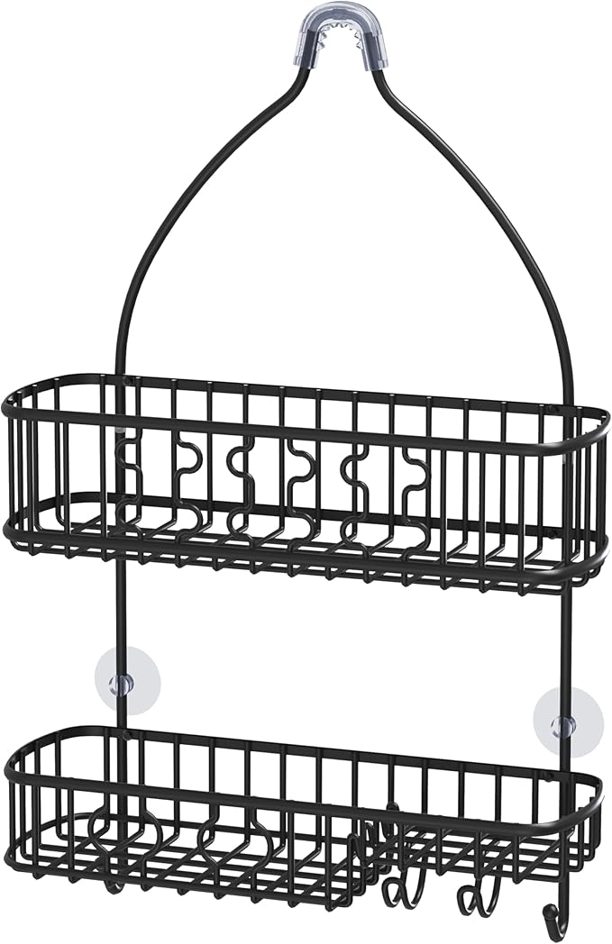 SIMPLE HOUSEWARE Bathroom Hanging Shower Head Caddy Organizer, Black