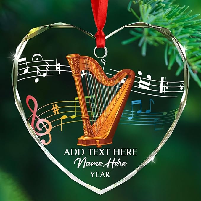 Personalized Drum Musical Instrument Glass Ornament, Customized Year Text Name Christmas Ornaments Gift for Drummer Husband Wife Dad Mom Kids, Unique Drum Set Glass Christmas Ornament for Birthday