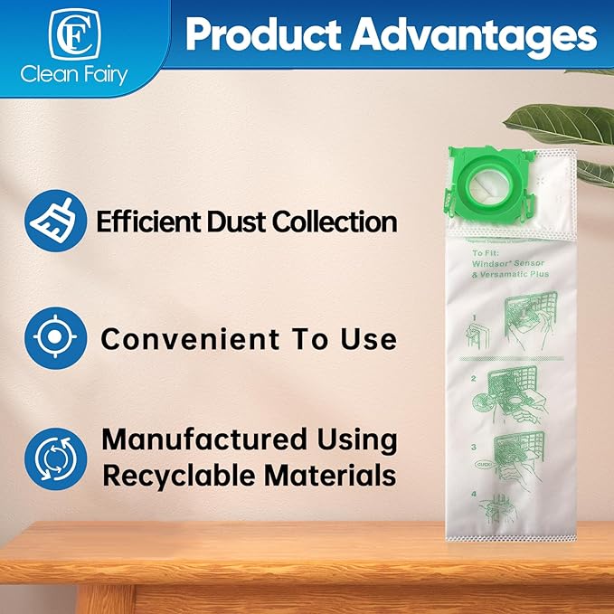 12PK Micro Vacuum Bags for Sebo C/G/X & Windsor S12/S15/SR Series