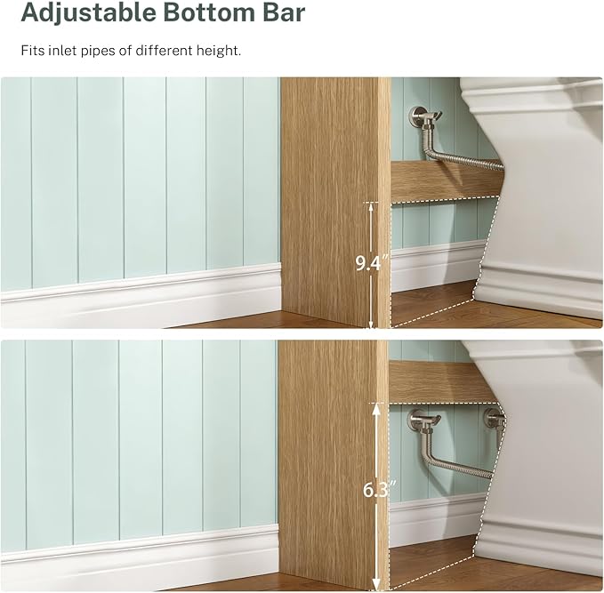 TEENFON Over The Toilet Storage Cabinet with 4 Open Shelves and Adjustable Shelf, Extra Tall Bathroom Organizer Unit with 2 Wood Doors, Home Space Saver for Bathroom, Laundry Room, Natural