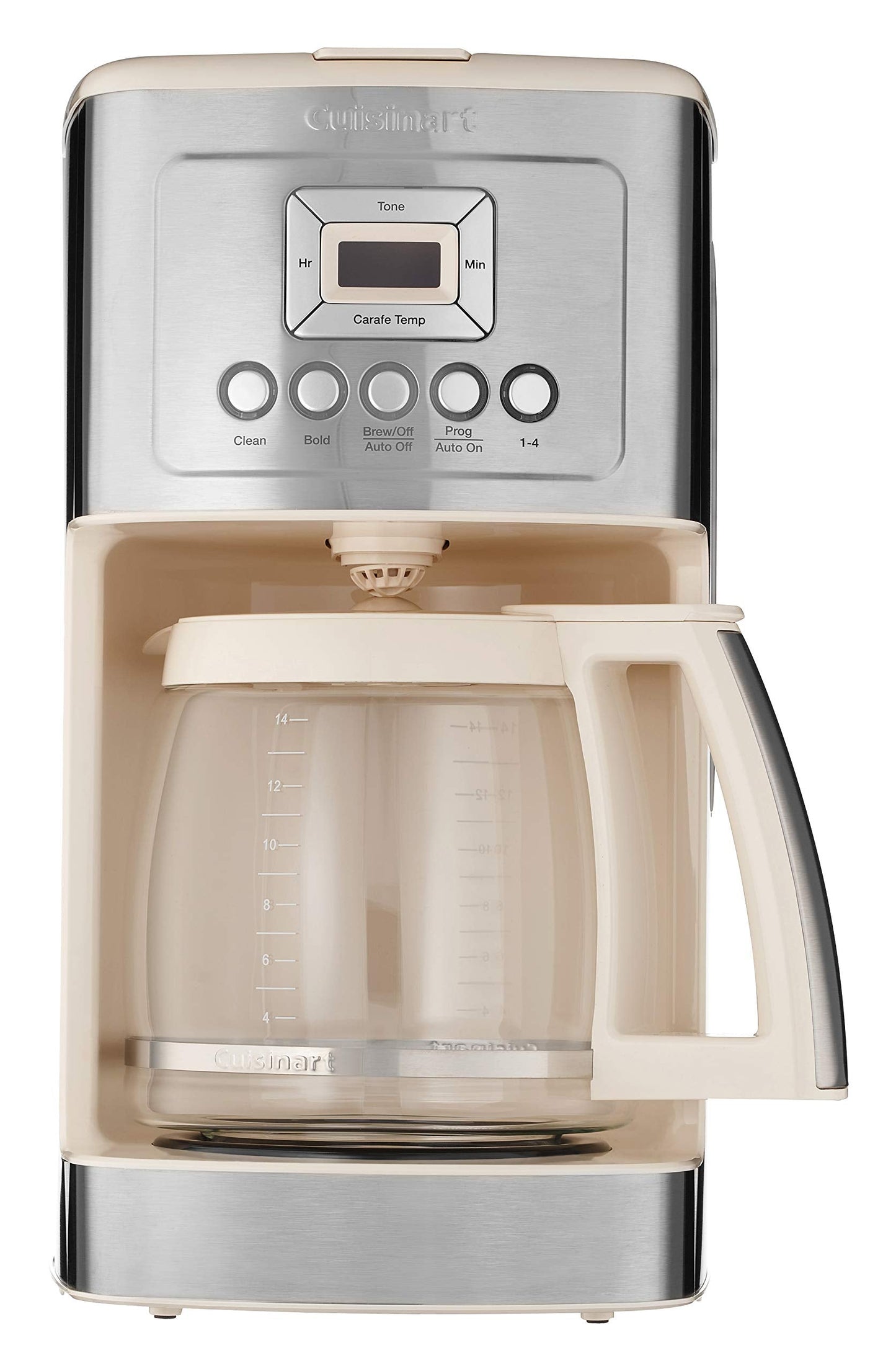 Cuisinart 14-Cup Coffee Maker, Programmable PerfecTemp Glass Carafe Coffee Machine with 1-4 Cup Setting, Brew Strength Control and Brew Pause, Stainless Steel, DCC-3200WNAS, White