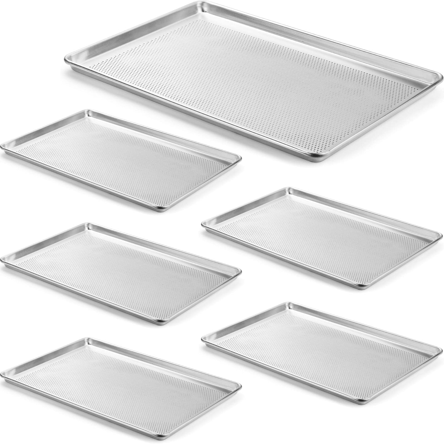 CURTA 12 Pack Aluminum Sheet Pan, NSF Listed Half Size 18 x 13 inch Commercial Bakery Cake Bun Pan, Baking Tray