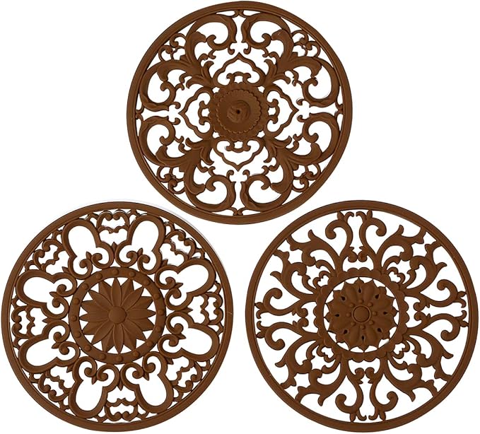 Extra Thick Silicone Trivet Mat for Hot Dishes, Hot Pots and Pans, Pot Holder, Hot Pad to Protect Your Table and Countertop, Kitchen Decor and Accessories,Navy Blue, Set of 3