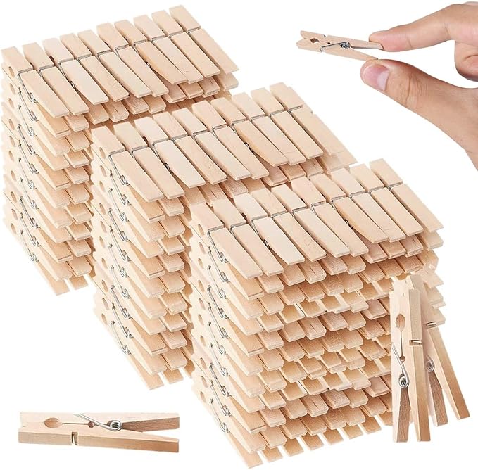 SenseYo 200 Pcs 1.9 Inch Wooden Clothespins Clips for Hanging Clothes, Craft, Home