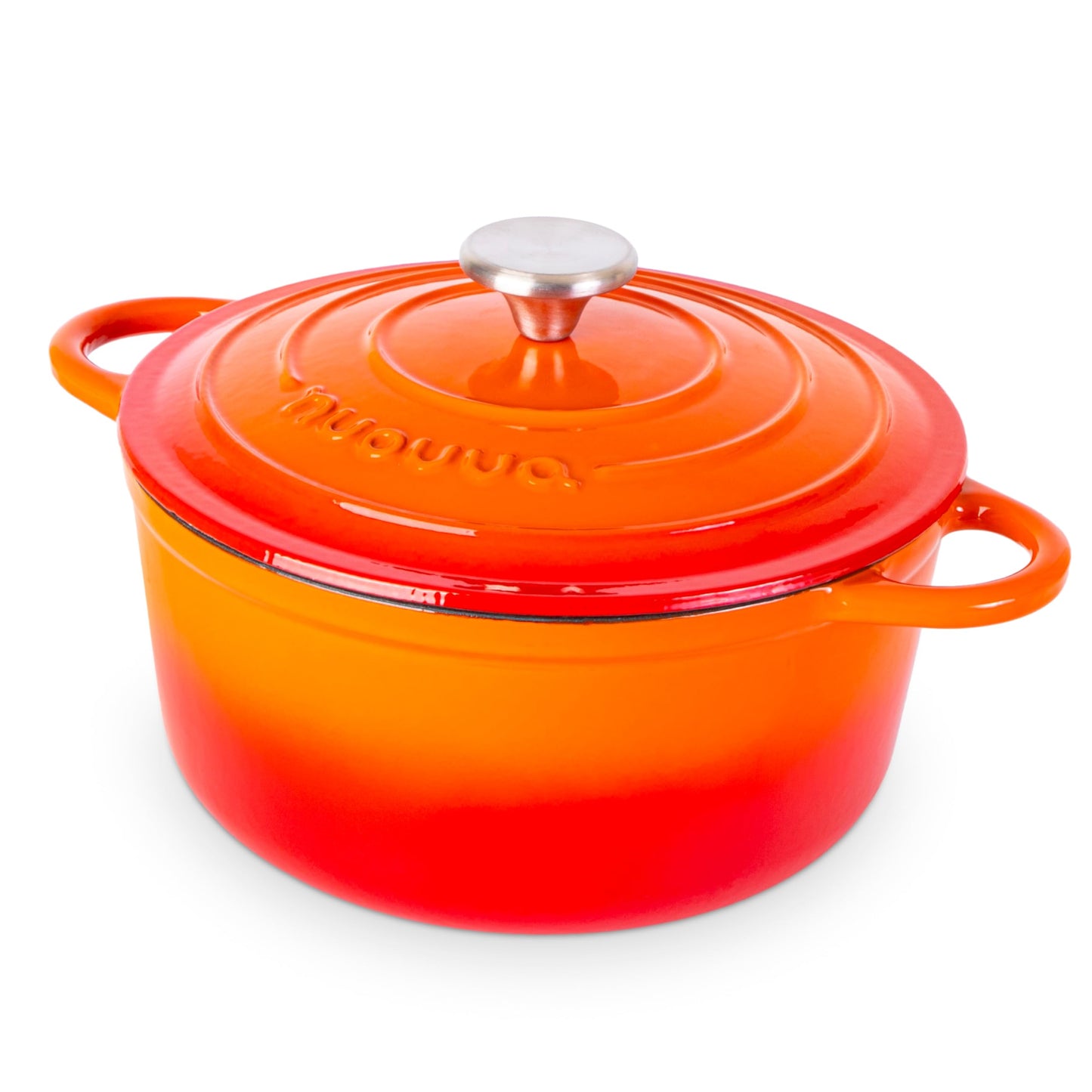 Nuovva Enamelled Cast Iron Dutch Oven Pot with Lid – 6.4 Quart Non Stick Casserole Pot – Heavy Duty & Oven Safe up to 500° F for Bread Baking, Braising, Stews, Roasting – 28cm Black