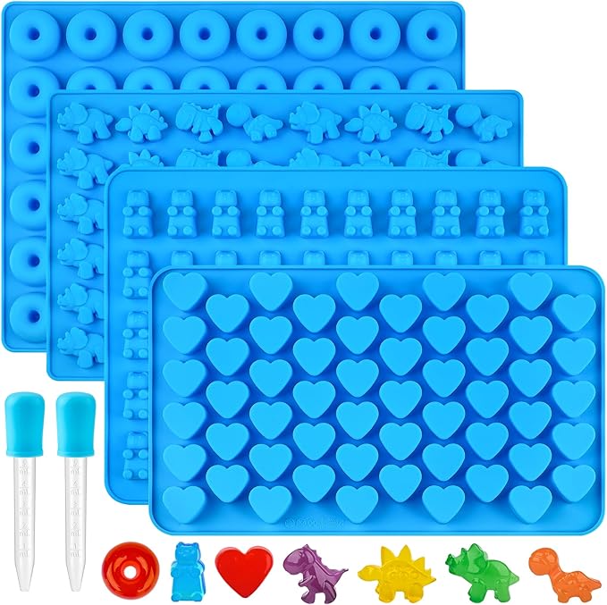 Puyeipt Silicone Gummy Candy Molds, 4 Pack, 201 Cavities