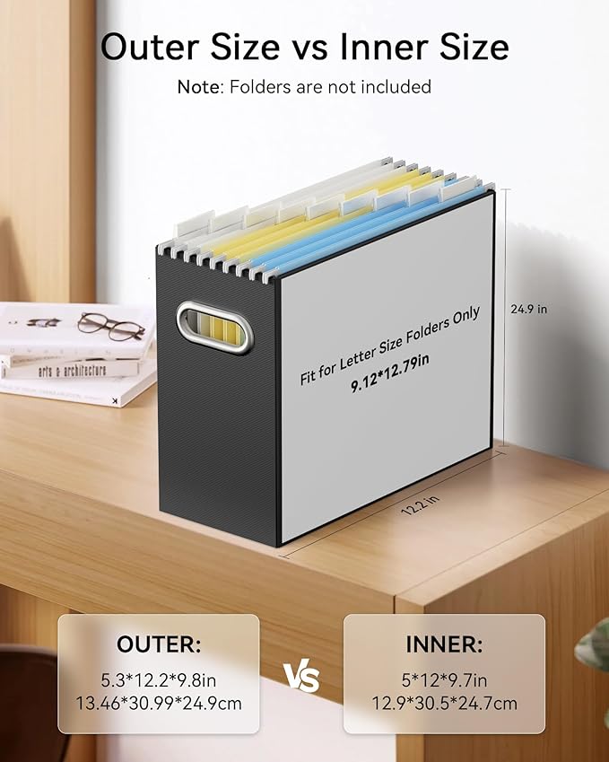 Oterri Cardboard File Organizer Box for Hanging File Folders Letter Size,File Box for Computer Desk,File Cabinet,Working Home,Office,Classroom (Multi color, Letter Size - 8 Packs)