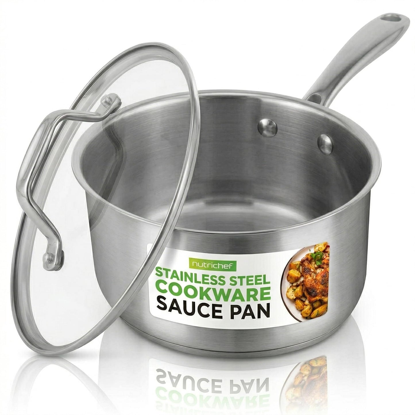 NutriChef 15-Quart Stainless Steel Stock Pot with Tempered Glass Lid - Induction Compatible Large Stockpot, Ideal for Stews & Soups, Dishwasher Safe - NCSP16
