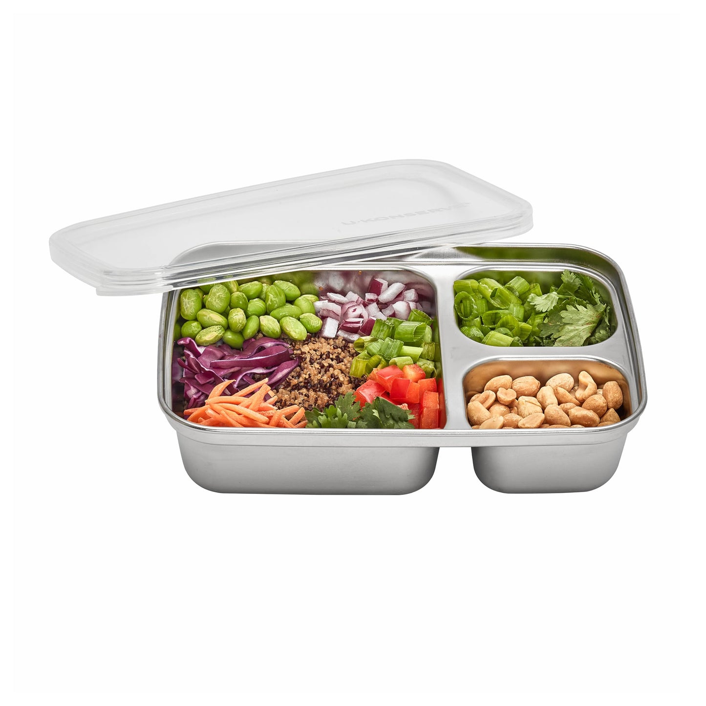 U-Konserve 24 oz Divided 3-Section Stainless Steel Container Clear