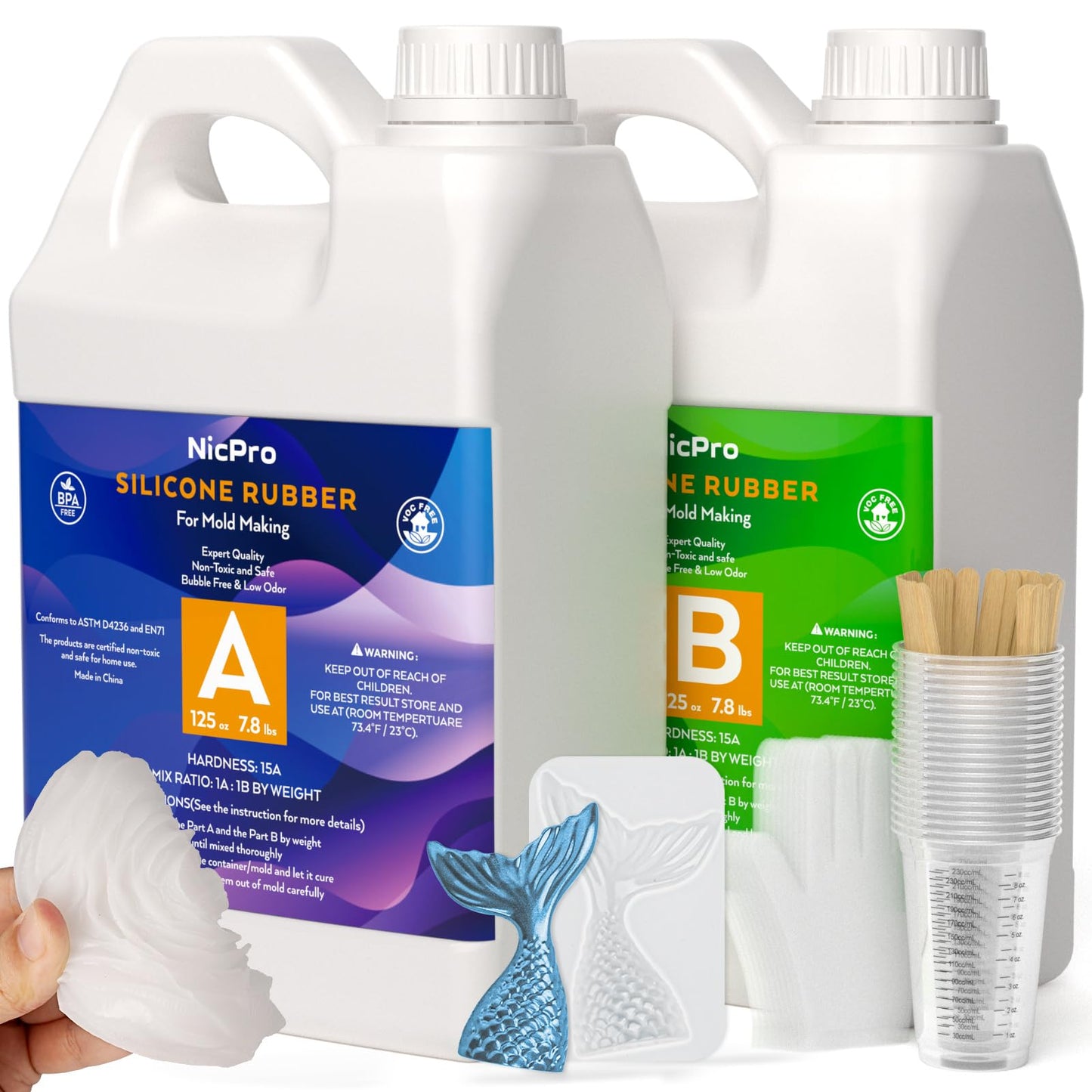 Nicpro 80oz Silicone Mold Making Kit, 15A Platinum Liquid Silicones Rubber