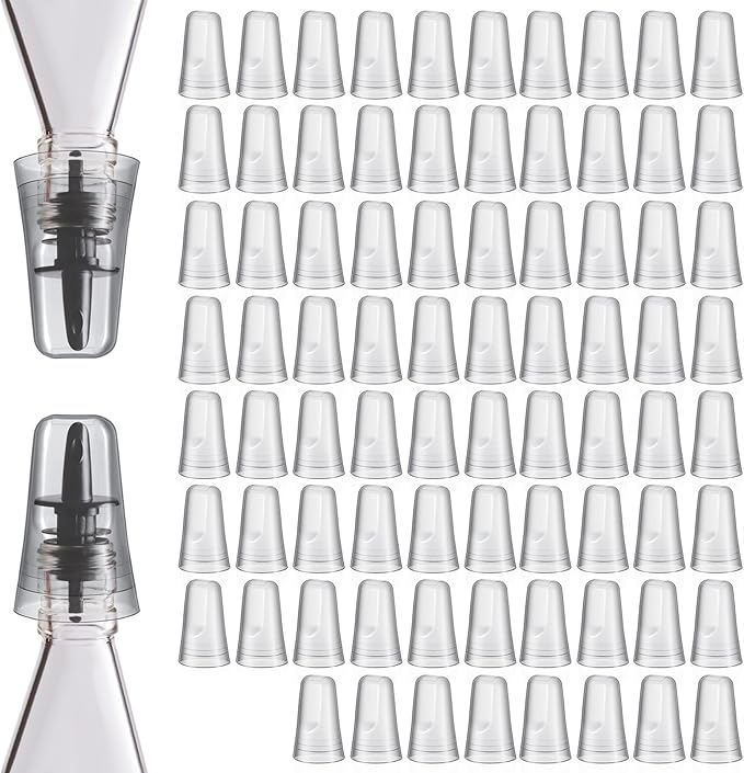 Chengu 36 Pieces Liquor Bottle Toppers for Liquor Pour Bottle Covers Universal Pour Dispenser Bar Dust Translucent Rubber Spout Covers for Home Kitchen Tools Supplies