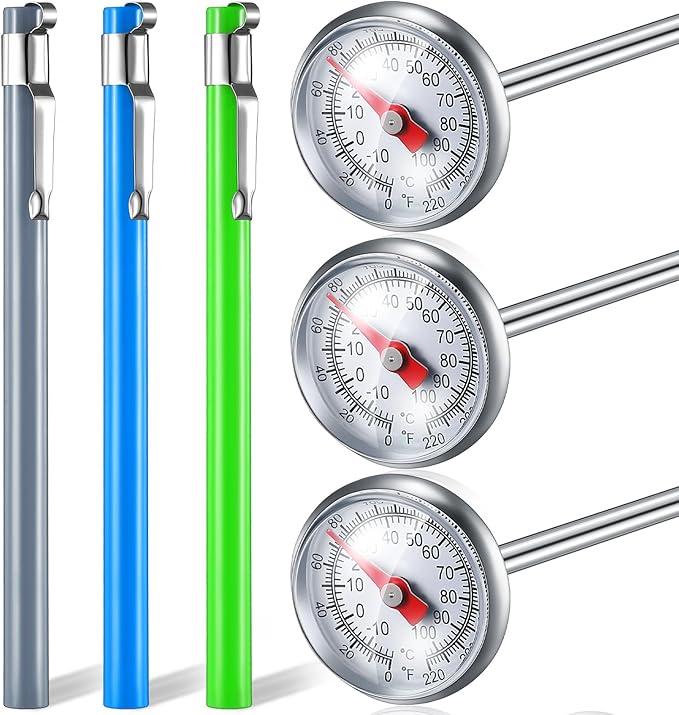 Xuhal 12 Pcs Stainless Steel Kitchen Dial Thermometer 5",Black