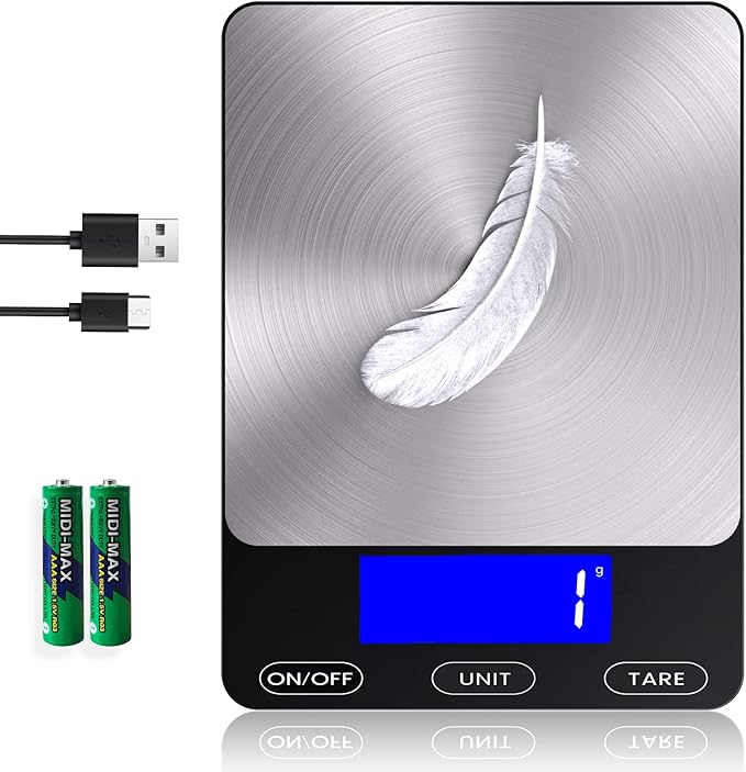 Food Scale -33lb Digital Kitchen Scale for Food Ounces Grams Rechargeable