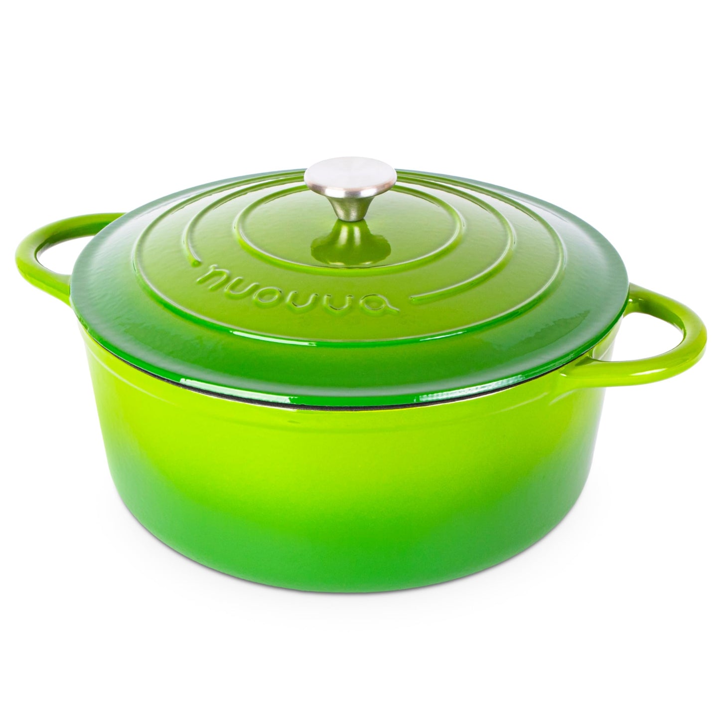 Nuovva Enamelled Cast Iron Dutch Oven Pot with Lid – 6.4 Quart Non Stick Casserole Pot – Heavy Duty & Oven Safe up to 500° F for Bread Baking, Braising, Stews, Roasting – 28cm Black