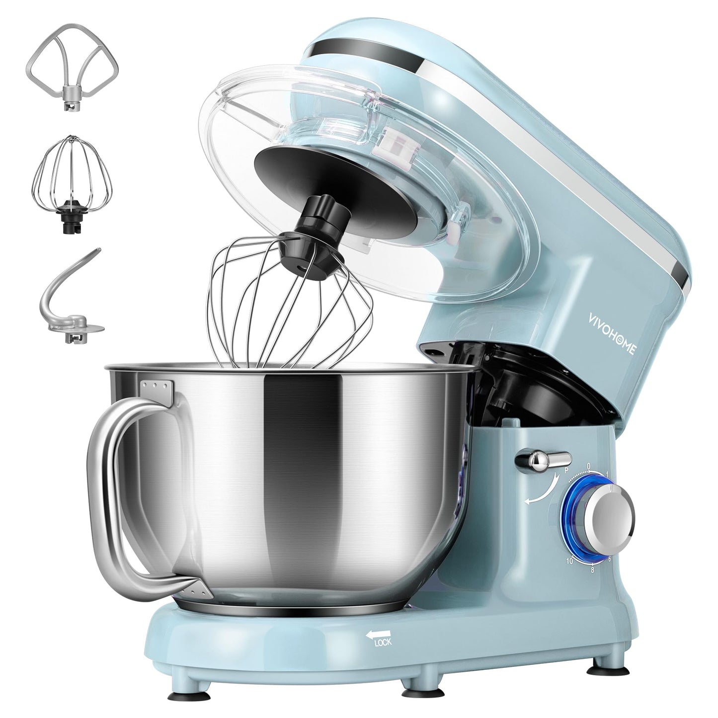 VIVOHOME Stand Mixer, 6-Quart Tilt-Head Kitchen Mixer with Bowl, Pink