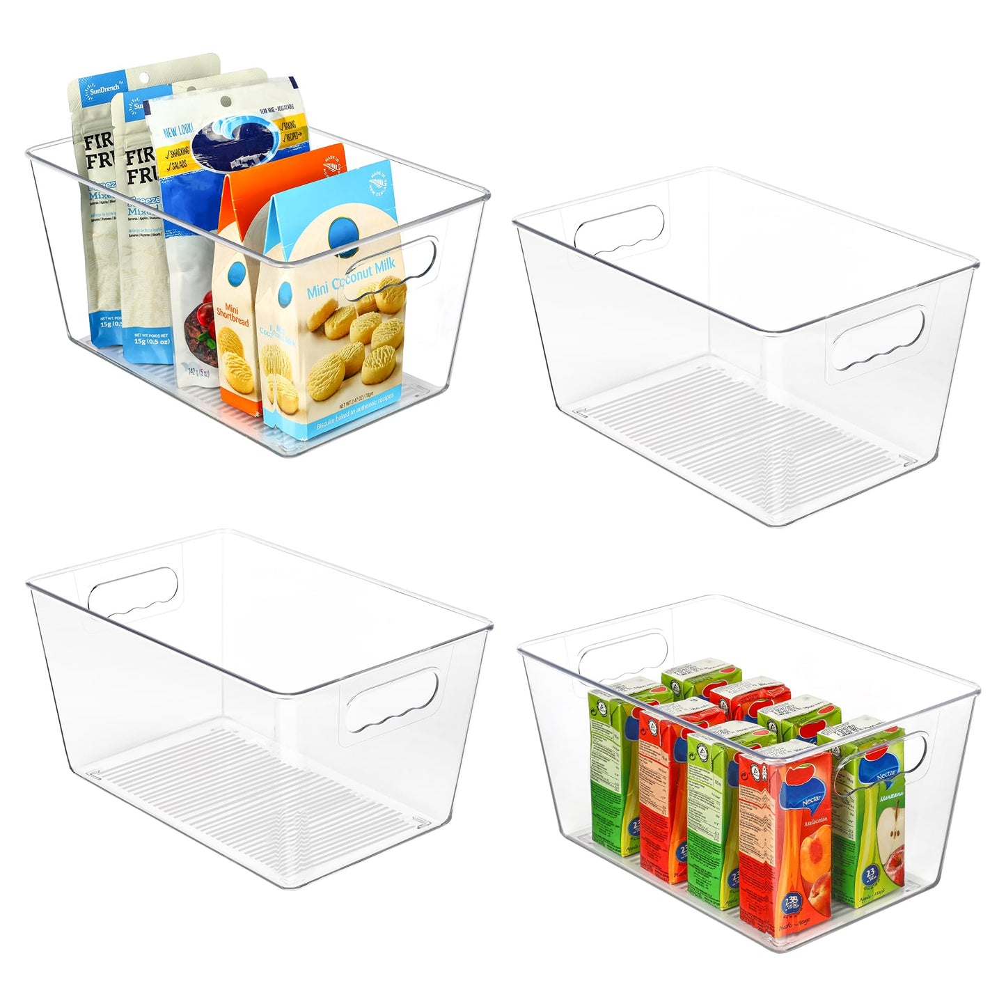 Vtopmart 6 Pack Clear Storage Bins, Pantry Cabinet Organizer Bins, Medium
