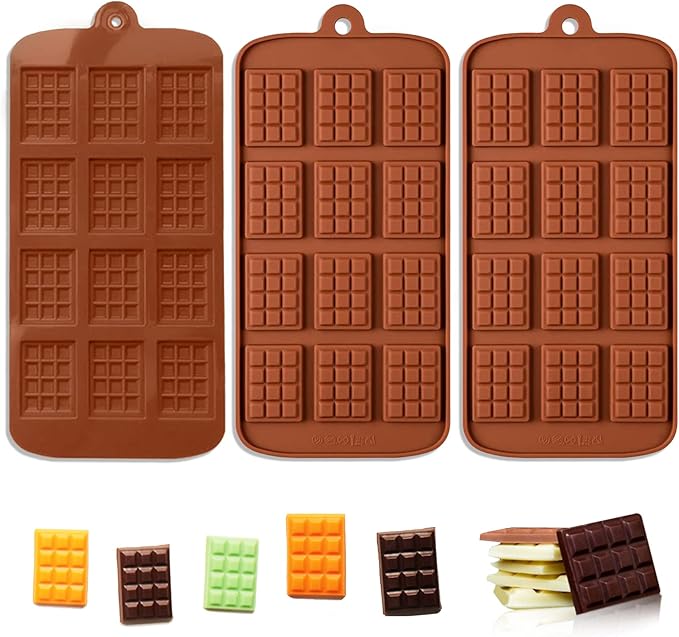 2 Pieces Silicone Break Apart Chocolate Moulds,Silicone Square Mold,Non-Stick Candy Chocolate Bar Mold,Reusable Candy Protein Silicone Chocolate Mold