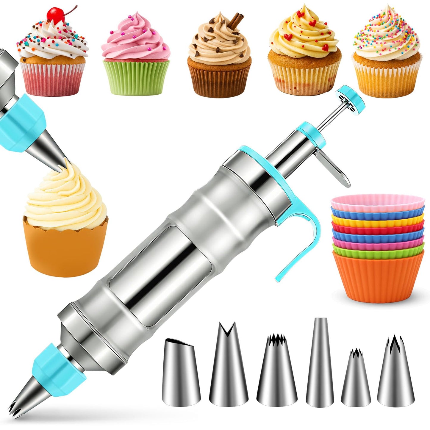 Novano Dessert Decorating Syringe Set, Stainless Steel