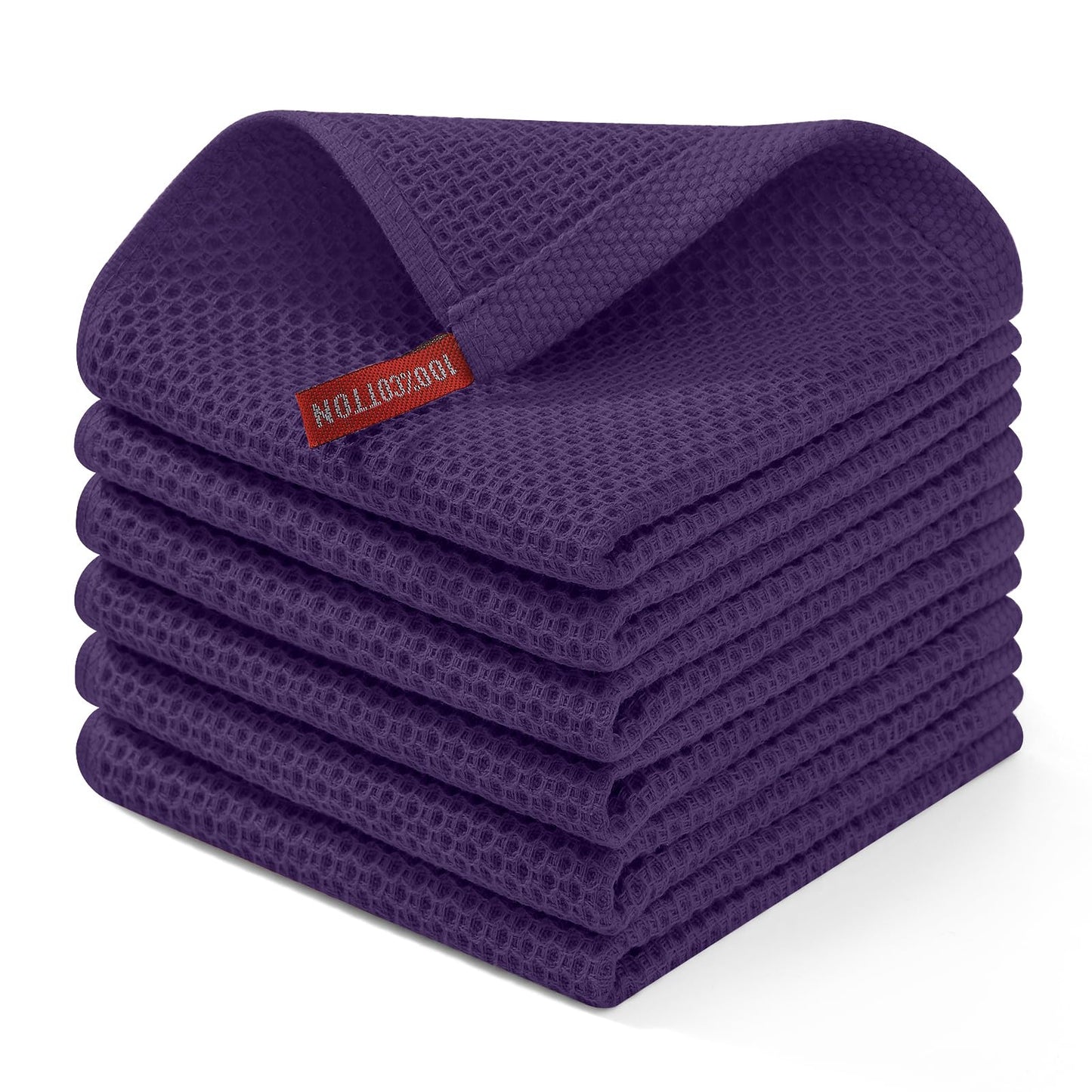 Homaxy 100% Cotton Waffle Weave Kitchen Dish Cloths, Ultra Soft Absorbent Quick Drying Dish Towels, 12 x 12 Inches — 13 x 28 - 12 Pack — 12 x 12 - 6 Pack